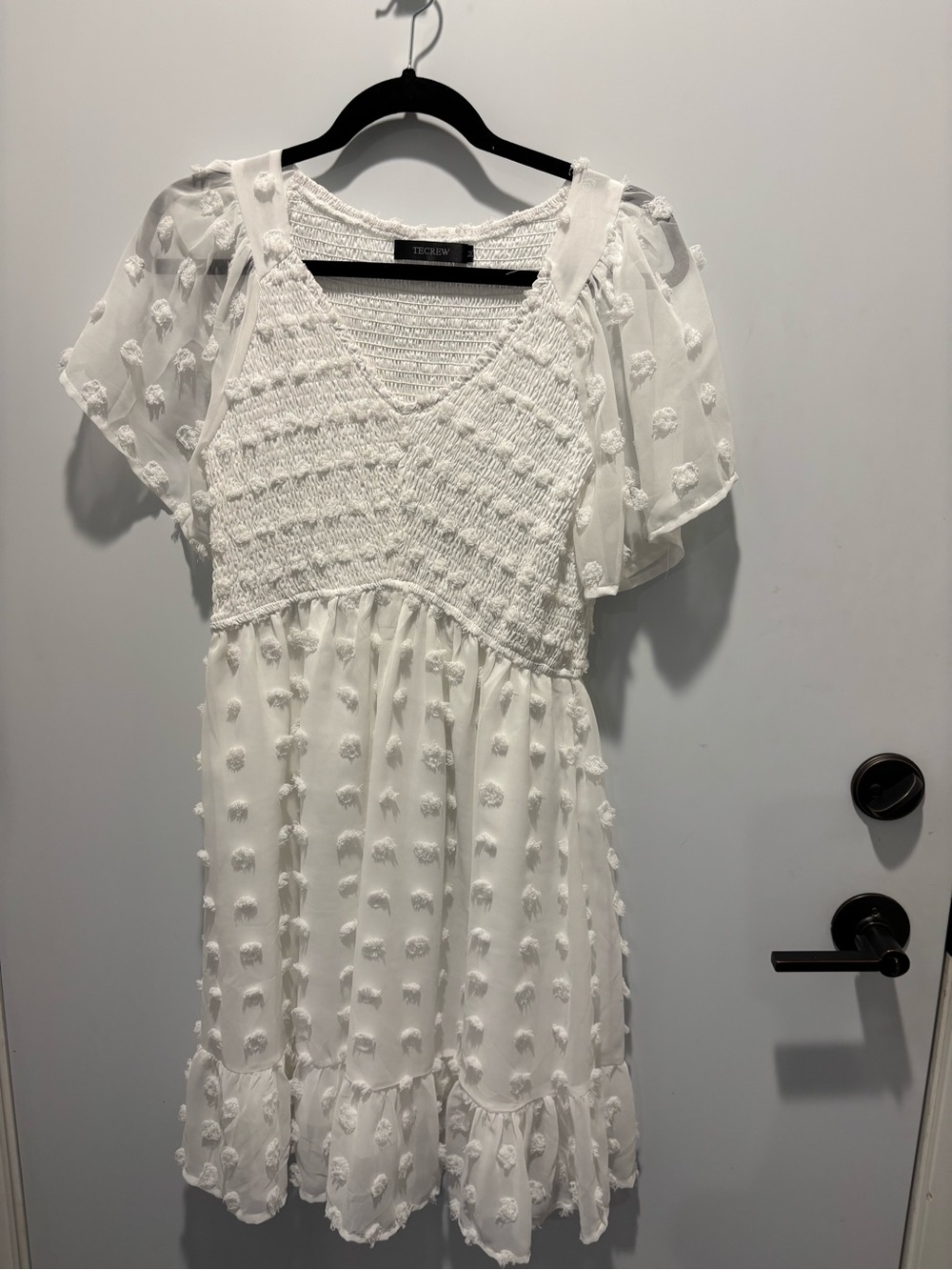 White Textured Smocked Bandeau Dress